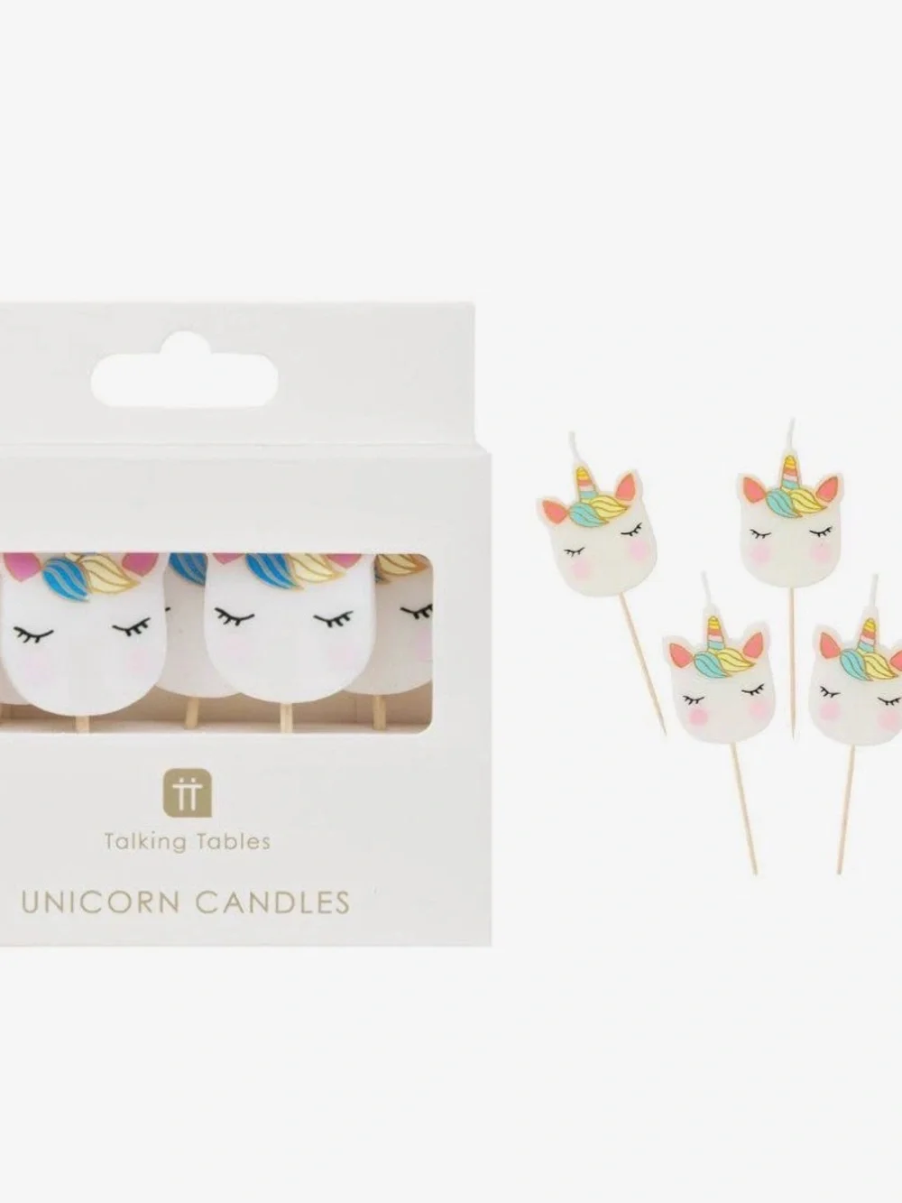 White Unicorn Candles - Set of Party Picks 5 per package